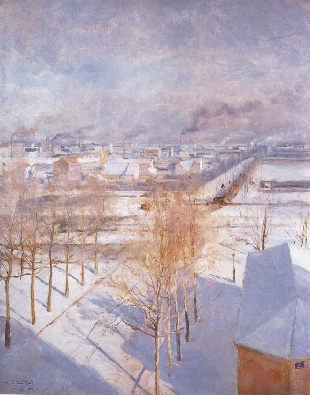 Albert Edelfelt Paris in the Snow oil painting picture
